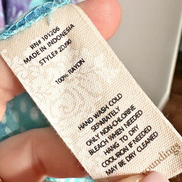 Soft Surroundings Sleeveless Blue Purple Tropical Maxi Dress women’s size medium - Picture 7 of 11